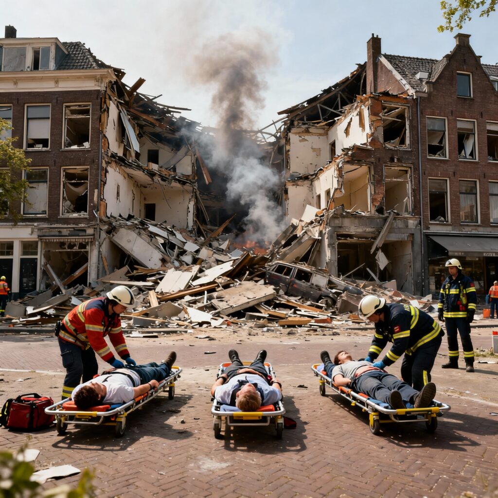 Meerdere panden ingestort na explosie in utrecht, vier gewonden