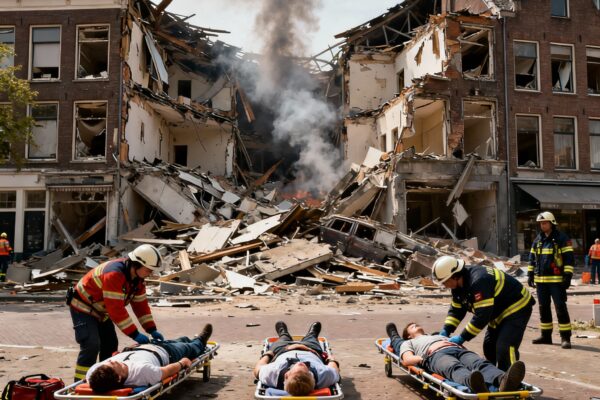 Meerdere panden ingestort na explosie in utrecht, vier gewonden