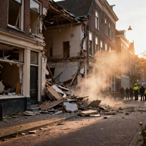 Dramatische instorting aan vrouwenkerkhof in leiden